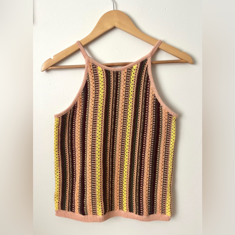 Madewell Crochet Janson Sweater Tank in Rainbow Stripe (XS)
